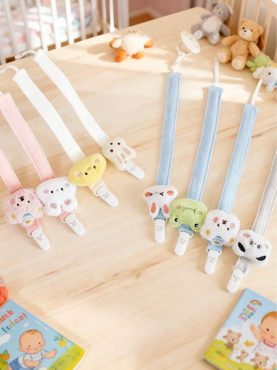 1pc Newborn Cartoon Plush Pacifier Clip, Baby Pacifier Holder Chain, Infant Doll Anti-Lost Strap (Random Color/Style) - Multicolor - View 1