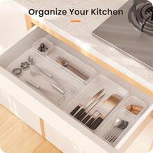 25 PCS Clear Plastic Drawer Organizer Set, 4 Sizes Desk Drawer Divider Organizers And Storage Bins For Makeup, Jewelry, Gadgets For Kitchen, Bedroom, Bathroom, Office - 無色 - 查看 3
