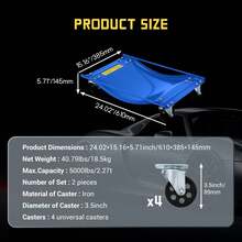 Set de 2 Plataformas para Ruedas Capacidad 2268 kg con 4 Ruedas de Acero de 9 cm para Automóviles Vehículos - Azul - Ver 5
