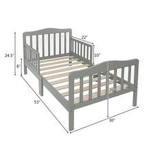 Wooden Baby Toddler Bed Children Bedroom Furniture With Safety Guardrails Gray - Màu Xám nhạt - Xem 6