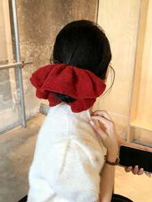 Oversized Korean Style Knitted Hair Scrunchies, Autumn/Winter Hair Ties, Large Spiral Hair Scrunchies, High-End Low Ponytail Hair Ties, New Women's Extra Large Black/White/Red/Green/Khaki Hair Scrunchies