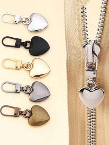 1/5pcs Heart-Shaped Multi-Purpose Metal Detachable Zipper Pulls Replacement Zipper Head Repair Kit, Suitable For Luggage, Handbags, Backpacks, Jackets - Multicolor - View 1