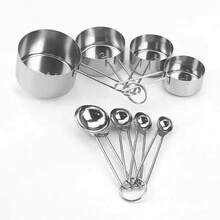 4/8pcs Stainless Steel Measuring Cups And Spoons Set, Graduated Measurement Tools Set, Stackable Measuring Cups, Seasoning Measuring Spoons, For Dry And Liquid Ingredients, Baking And Cooking Kitchen Tools - Multicolor - View 9