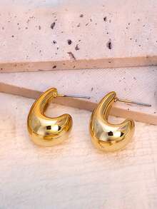 1-18 Paar goldene ABS-Harz Tropfen geometrische breite C kleine Creolen Damen Ohrring Set, modischer Schmuck Accessoire, modern, stylisch, leicht, hautfreundlich, langanhaltend für täglichen Gebrauch, Arbeit, Urlaub, Outfits, Jahrestag, Weihnachten, Geburtstag Geschenke für Frauen, Mädchen, Mutter, Ehefrau, Freundin - Gold - Übersicht 8