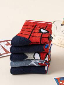Marvel 1/5/10双装女士短袜漫威超级英雄蜘蛛侠袜子，韩版卡通秋冬女士袜子，蜘蛛侠及超级英雄人物袜子，漫威袜子 - 彩色 - 查看 11
