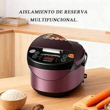 Olla arrocera eléctrica de 6 litros, olla arrocera multifunción, potencia de 900 W, modos multifunción compatibles con arroz blanco/cocción lenta/mantener caliente, panel fácil de limpiar con funcionamiento sencillo, equipada con válvula de vapor, adecuada para cocinas domésticas, cocina diaria y reuniones con varios comensales. - Tipo de Enchufe A USA (110-127V) - Ver 2