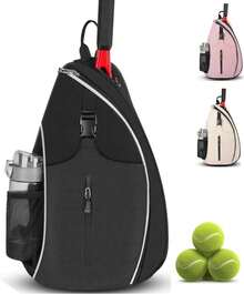 Bolsa de Tenis,Mochila Raqueta de Padel,Mochila de Tenis Para Mujeres y Hombres,Bolsa de Tenis Resistente al Agua,para Raquetas Bádminton y Otros Accesorios Deportivos - Negro - Ver 1