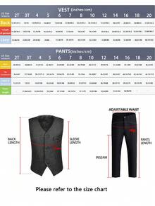 男童四件套西装，幼儿礼服套装，花童礼服，婚礼马甲、裤子、衬衫、领带，儿童正式西装，黑色，尺码 6-16 岁