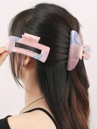 3件套塑料渐变色染发器，适合女孩作为礼物，搭配优雅独特的发型配饰，包括时尚发夹、休闲发爪和时尚发卡。