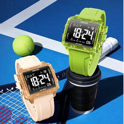  SMAEL Fashion Sport Watches For Women, Silicone Band Casual LED Backlight Digital Display Watches For Men And Women, Couple Sport Electronic Wristwatch