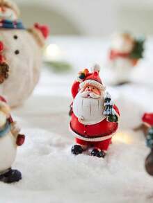 1pc Creative Mini Christmas Santa Resin Figurine Christmas Decor Gift For Table & Living Room Sculpture For Office Decor, Graduation Decorations, Bedroom Decor, Birthday Gifts, Room Decor - Multicolor - View 4