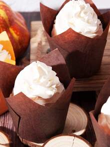 100pcs Tulip Cupcake Liners, Mini Paper Baking Cups, Disposable Muffin Cake Liners, Cake Paper Holders, Dessert DIY Baking, Weddings, Baby Showers, Birthday Parties (Brown) HalloweenChristmas Baking Mugs 100 Solid Color Cupcake Pape - Multicolor - View 7