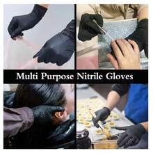 Black Disposable Latex-Free Food For Cooking Cleaning Household Pet Care Beauty Spa Pink Nitrile Gloves Powder Free Disposable Latex Free (100/Ct Box) - 黑色 - 查看 3