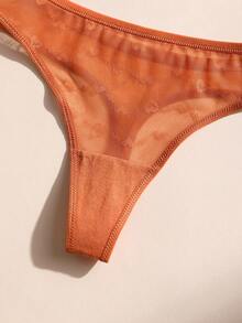 3条装性感低腰无缝丁字裤蕾丝镂空女士内裤心形纯色浪漫内衣柔软舒适透气，适合瑜伽、运动和日常穿着