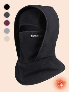 1件装男女通用冬季保暖双层拉法帽，带面罩，三合一多功能男女帽，防风保暖内衬颈部防护罩，轻便，适合滑雪、骑行等户外活动和工作。