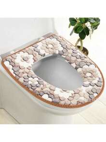 1个防水通用花瓣形马桶座垫，座垫，粘扣式座套，家用马桶座垫 - 彩色 - 查看 5