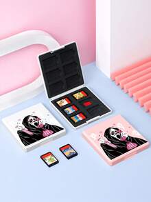 1个幽灵图案12槽Switch游戏卡盒，兼容Switch游戏卡和Micro SD卡，便携式存储卡收纳盒，方便携带 - 彩色 - 查看 2