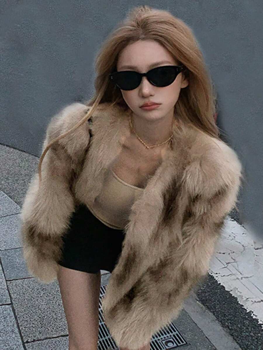 Fashionable Tie-Dye Faux Fur Short Jacket, Autumn/Winter - Picture Color - View 1