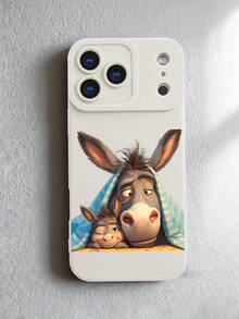 1 pieza Funda de teléfono con diseño de burro adulto y cría bajo una manta a rayas, estilo tierno y emotivo, ideal para amantes de los animales y la temática familiar, protección elevada para lente con diseño de ojo de cámara, resistente a golpes, compatible con iPhone 17 Pro Max/16/15/14/13/12/11/Plus/Pro/Pro Max, compatible con Galaxy A34/A35/A54/A55, Galaxy S20/S21/S22/S23/S24/S25 Ultra/Plus, compatible con Galaxy/Redmi/Honor/OPPO/ViVo - Blanco - Ver 6