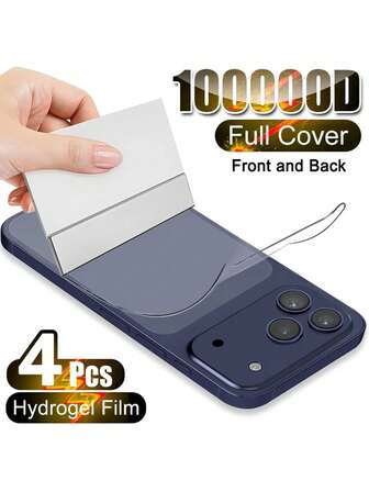 4 Pieces Back Hydrogel Film Compatible With IPhone 17 Pro Max/Air/16/16e/16 Pro Max/15/14/11/13/12/11/Pro Max/Plus/XS Max/X/XR Soft Clear Screen Protector Phone Accessories [Not-Glass] Screen Protection Essentials, Applicable To Daily Shield, Office, Home Daily Shield Office Home Phone Screen Protector Waterproof Shockproof Anti-Fall Scratch Resistant