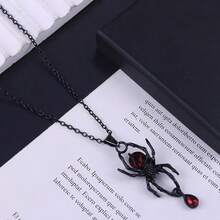 Gothic Spider Necklace For Women Halloween Red Crystal Spider Pendant Necklace Black Choker Punk Skull Chain Necklaces Vintage Goth Jewelry Cosplay Costume Accessories,Color-3 - 顏色-3 - 查看 8