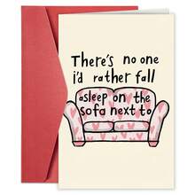 1pc Humorous Valentine's Day Card, "Asleep On The Sofa" Design, Perfect For Birthday, Anniversary, Holiday Gifting For Husband, Boyfriend, Wife, Girlfriend - Adult Humor Card - Multicolor - View 1