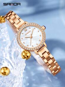 SANDA. SANDA Women Watch Bracelet Watch Band Fashion Elegant Design Alloy Compact Women's Graduated Quartz Watch Gift Waterproof Watch - White - View 6