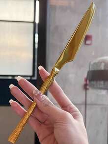 5件/20件/30件不锈钢餐具套装，刀叉勺，适用于厨房、餐厅、婚礼、派对、节日礼品 - 金色 - 查看 5