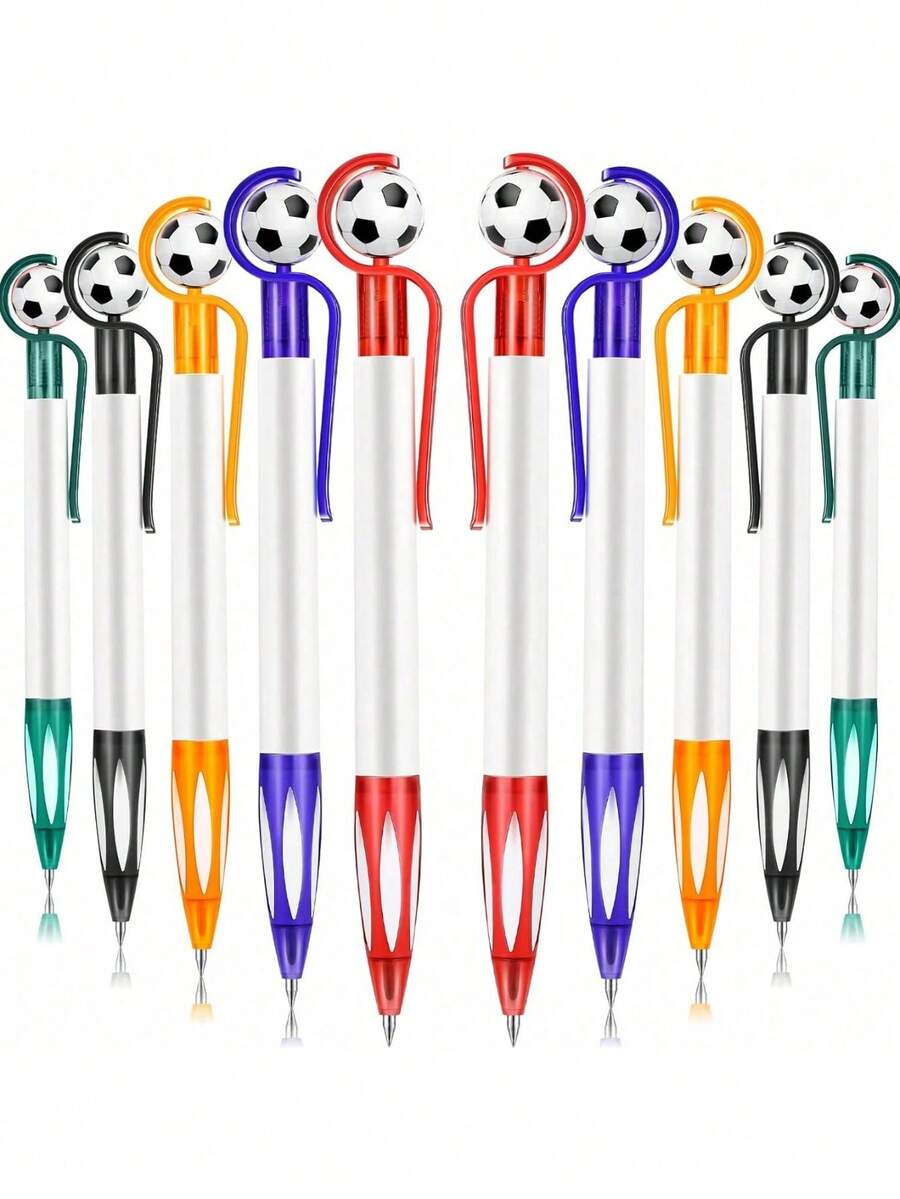 1pc Football Themed Party Gift, Football Shaped Retractable Ballpoint Pen, Black Ink, Multi-Color Options, Medium Tip (1.0mm), Soft Grip Body, Suitable For Office, Party, Christmas, New Year As Gift, 5 Color Options, Football Pixel Themed Party Favor - Multicolor - View 1