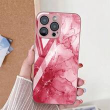 Funda de mármol para iPhone 17 Pro Max, funda para iPhone 16 13 14 11 12 15 Pro Max 16E 7 8 Plus XR SE 17 Air, cubierta de silicona con vidrio templado - Rosa PJ02 - Ver 11