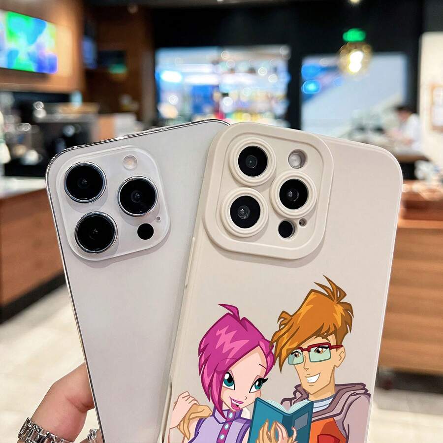Funda animada para teléfono con diseño de dúo leyendo juntos. Compatible con teléfonos , 17, 16 Pro Max, 15 Pro Max, 13 y 12. Fabricada en TPU para una protección eficaz contra golpes y caídas. Un regalo ideal para familiares, amigos, seres queridos, parejas y para Navidad. - Blanco - Ver 1