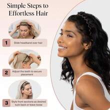 Zig Zag Headbands For Women Non Slip – Fashion Accessories For Slicked Back Styles - Comfortable Comb Headband With Teeth | Ideal Gifts For Women - Tortoise & Black Headband - 2 Pcs - màu đen - Xem 7