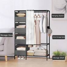 Heavy Duty Metal Clothes Rail Storage Garment Shelf Hanging Rack Display Stand - Dark Grey - View 7