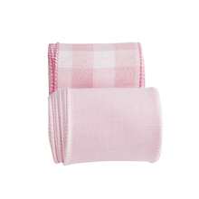 Buffalo Plaid Burlap Wired Ribbon, Tartan Check, Farmhouse Style, For Gift Wrapping, Christmas, Wedding Decorations (Pink/Solid/Check, 2.5 Inch),2.5Inch,Pink/Solid/Check - 粉紅色/純色/格子 - 查看 4