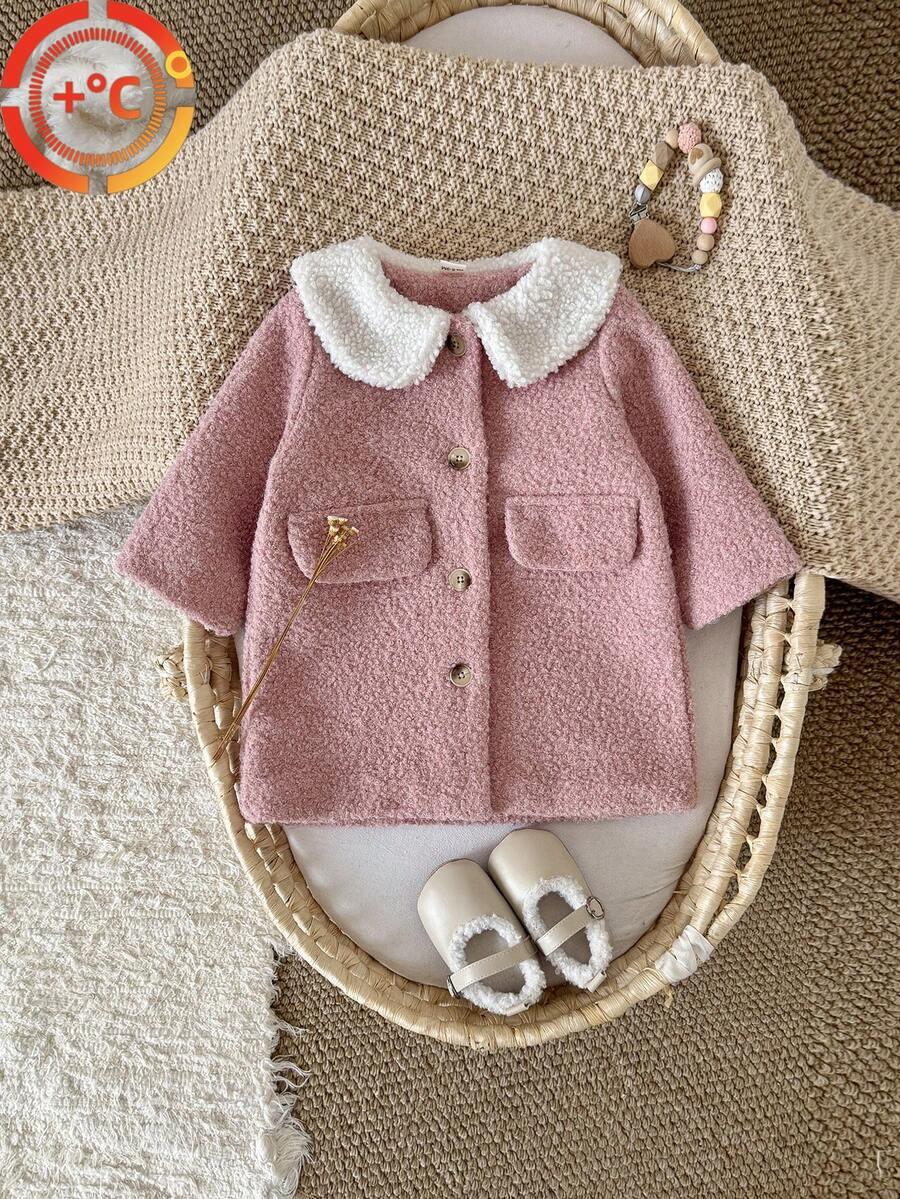 Toddler Baby Girl Wool Blend Long Coat, Warm Winter Thick Outerwear