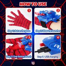 3 Meters Range Powerful Suction Cup Automatic Retractable Spider Web Launcher Glove - Rechargeable Electric Spider Glove With USB Cable & Screwdriver, Wrist-Mounted Superhero Roleplay Toy For Halloween, Anime Expo, Costume Party & Cosplay - Multicolor - View 7