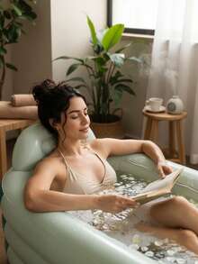 Adult Inflatable Bathtub; Thickened Bathtub; Portable Storage Bathtub; Ice Bath; Bathtub; Steam Bathtub. Bathroom Decor, Autumn Decor, Bathroom Accessories, Back To School Season - Multicolor - View 5