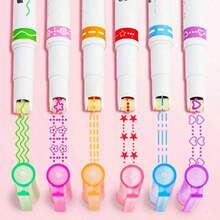 1/3/6pcs Wave Flower Outline Roller Ball Pens, 6 Colors Mix, Student DIY Line Roller Pens, Creative Quick-Dry Curve Pens Diy Pens, Outline Pens, Chunky Crayons, Kids Paints, Christmas Stocking Fillers, Advent Calendar Kids, Kids Games, Christmas Stocking Filler, Christmas Crackers,Skin Care For Kids,Colours,Multi Color Pen - 彩色 - 查看 2
