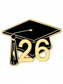 1/5/6 件装创意 2026 毕业季博士帽设计,结合数字/英文标语金属徽章,锌合金滴油学士帽纪念礼物,学生时尚学士制服,帽子,包包礼物胸针,毕业派对礼物。 - 彩色 - 查看 14