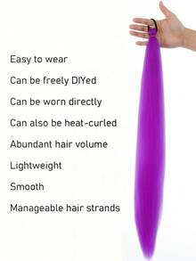 2Pcs 26Inch Halloween&Christmas Purple,Green,Blue,Pink,Red,Blonde Colorful DIY Braiding Hair Extensions Synthetic Long Yaki Straight Heat Resistrant Fluffy Ponytail Extension For Women Girls Hair Accessories