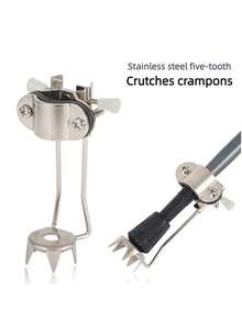 1个拐杖冰爪，不锈钢雪杖冰爪，防滑拐杖配件，适合老年人户外冰雪使用，适用于直径15-30毫米的拐杖和登山杖。