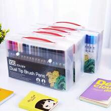 Bộ 48 món, bao gồm 12 màu bút nước, bút dạ kim tuyến, bút highlight, bút vẽ và bút gel màu. Bộ sản phẩm gồm bút gel màu, bút gel kim tuyến và bút bi. Thích hợp để vẽ tranh, viết nhật ký, hoặc làm quà tặng tựu trường, năm mới, sinh nhật hoặc đồ dùng học tập. - Nhiều màu - Xem 4