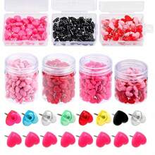 150pcs Plastic Heart Shaped Push Pins, Creative Office Supplies, Map Tacks