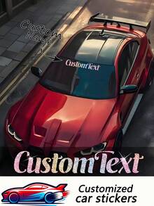 1pc Personalized Shiny Car Sticker - Customizable For Car Front/Rear Windshield, Body, Boat Name/Logo, High-Quality Weather-Resistant (UV/Rain/Fade Proof), Reflective Safety At Night, Removable No Residue, Durable Vinyl, Car Decal, Vehicle Sticker, Auto Accessories, Customizable, Cool Design, UV-Resistant, Adhesive Decal, DIY Decorator, Vehicle Owner - Multicolor - View 1