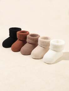5双婴儿纯色保暖羊毛袜，秋冬款 - 彩色 - 查看 6