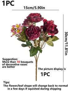 1/80PCS Artificial Flowers, Rose Bouquets, Valentine's Day Gifts, Birthday Party Decorations, Wedding Flower Baskets, Bride Holding Flowers, Home Furnishings, Dining Rooms, Bedrooms, Windowsills, Vases, Decorations, New Year Decorations, Outdoor Gardens, Start Of School Season,Wedding Decor, Wedding Flowers, Table Decoration - Burgundy - View 2