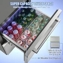 24 Inch Undercounter Refrigerator, 2 Drawer Refrigerator With Different Temperature, 4.87 Cu.Ft. Capacity, Waterproof Indoor And Outdoor Under Counter Freezer Fridge For Home And Commercial Use - Xem 4