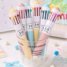 3 Sets Of 28-Color Ballpoint Pens, 10-In-1, Multi-Color Gel Pens, 1 Or 3 Top Retractable For Drawing And Writing, Cute Doodle, Multi-Functional Soft Rubber Cover For Comfortable Grip, Cute Gel Pens, Spherical Pens For Writing, Retractable Pens, Gel Pens, Creative Writing Tools, Cute Design, Doodle Style, Lightweight Pens, Smooth Ink Flow, Artists, Stationery - 1件(顏色隨機) - 查看 3