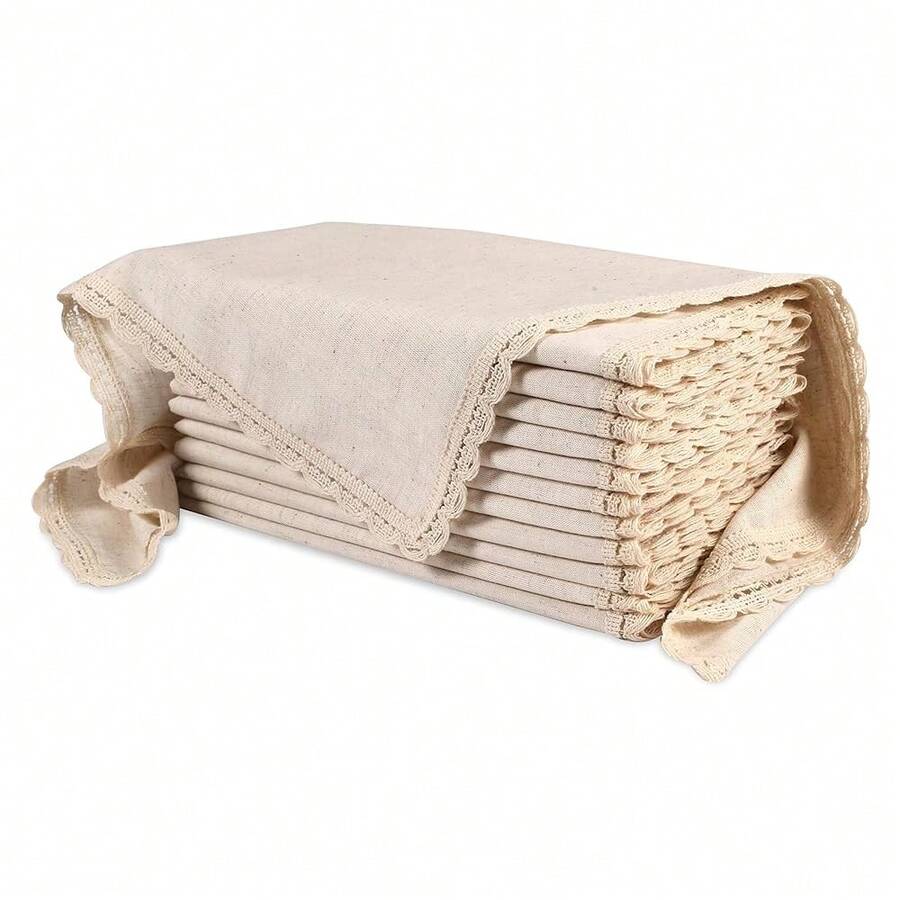 Cloth Dinner Napkins Set Of 12 Cotton Flax Fabric 20x20 Inch - Washable Fall Colors Table Linen Napkin For Christmas, Than1ks 1giving, Wedding, Cocktails Or Everyday Use - Natural,20inchx20inch(Setof12),NaturalBeige - 自然米色 - 查看 1