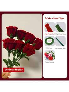 100支/312支红色玫瑰花束套装，升级版DIY手工套装，适用于母亲节、情人节、毕业典礼、家居装饰及各种节日 - 彩色 - 查看 12